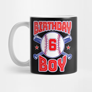 6Th Birthday Baseball Big Number Six 6 Year Old Boy Girl Mug